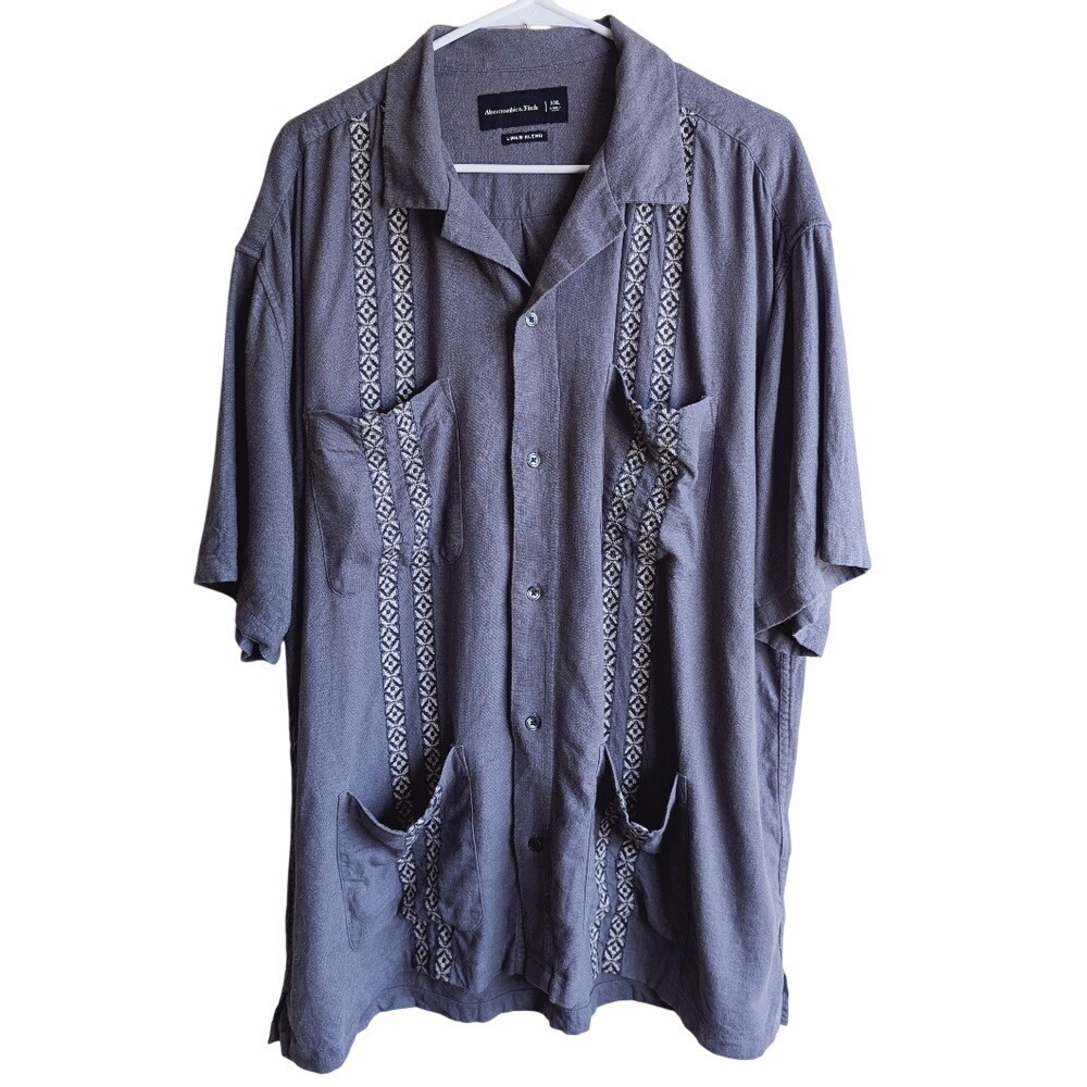 Abercrombie & Fitch Resortwear Boho South Western Button Down Linen Shirt